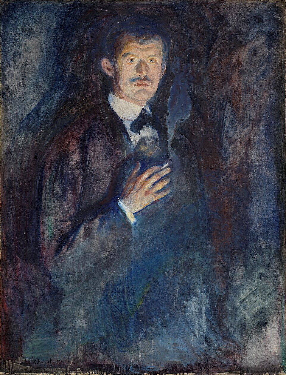 Edvard Munch Self-Portrait with Cigarette - Canvas Print