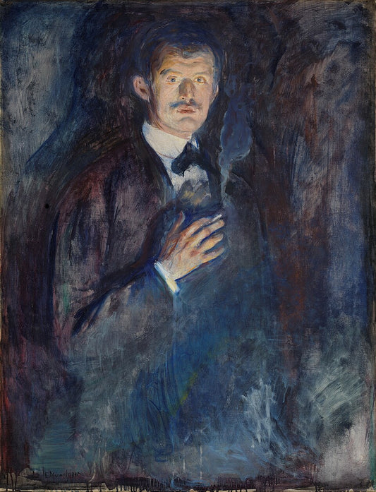 Edvard Munch Self-Portrait with Cigarette - Canvas Print