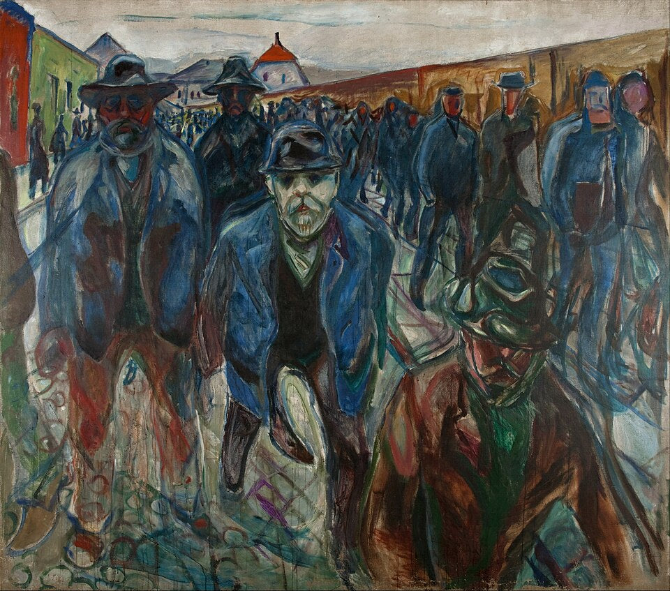 Edvard Munch Workers on their Way Home - Canvas Print