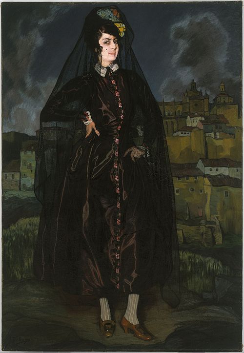 Ignacio Zuloaga Portrait of Anita Ramirez in Black - Canvas Print