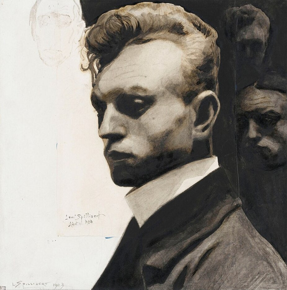 Leon Spilliaert Self-Portrait with Masks - Canvas Print