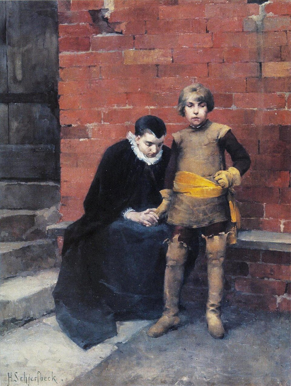 Helene Schjerfbeck At the Door of Linkoping Jail - Canvas Print