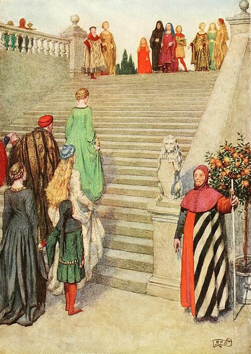 Eleanor Fortescue-Brickdale Dante and Beatrice - Canvas Print
