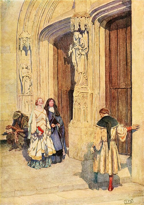 Eleanor Fortescue-Brickdale Laura and Petrarca - Canvas Print