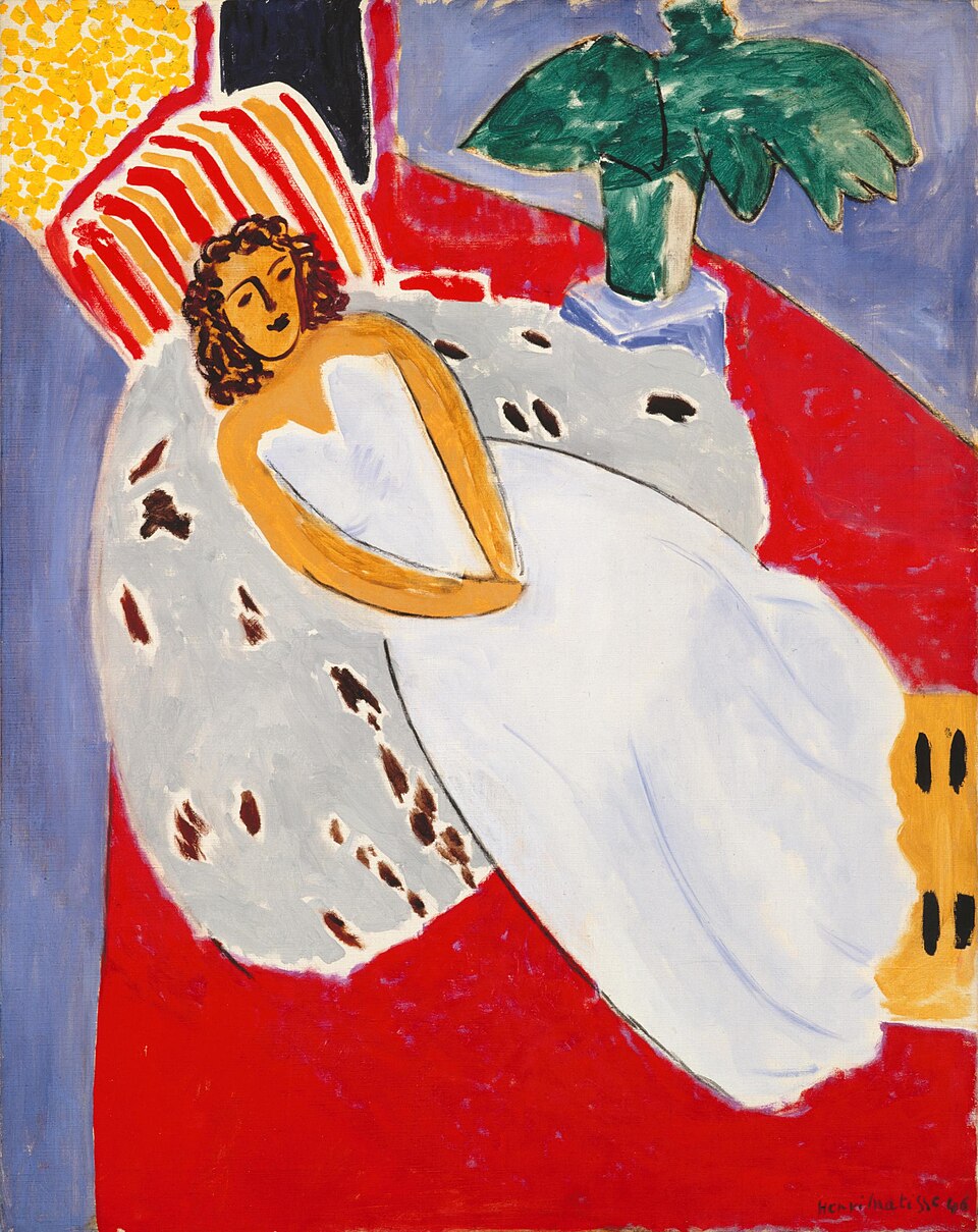 Henri Matisse Young Woman in White on a Red Background - Canvas Print