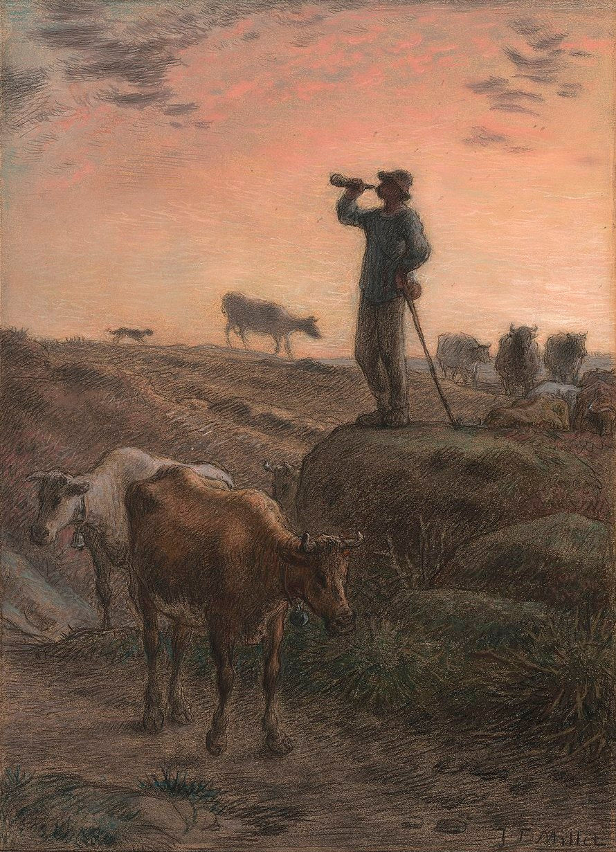 Jean-Francois Millet Calling Home the Cows - Canvas Print
