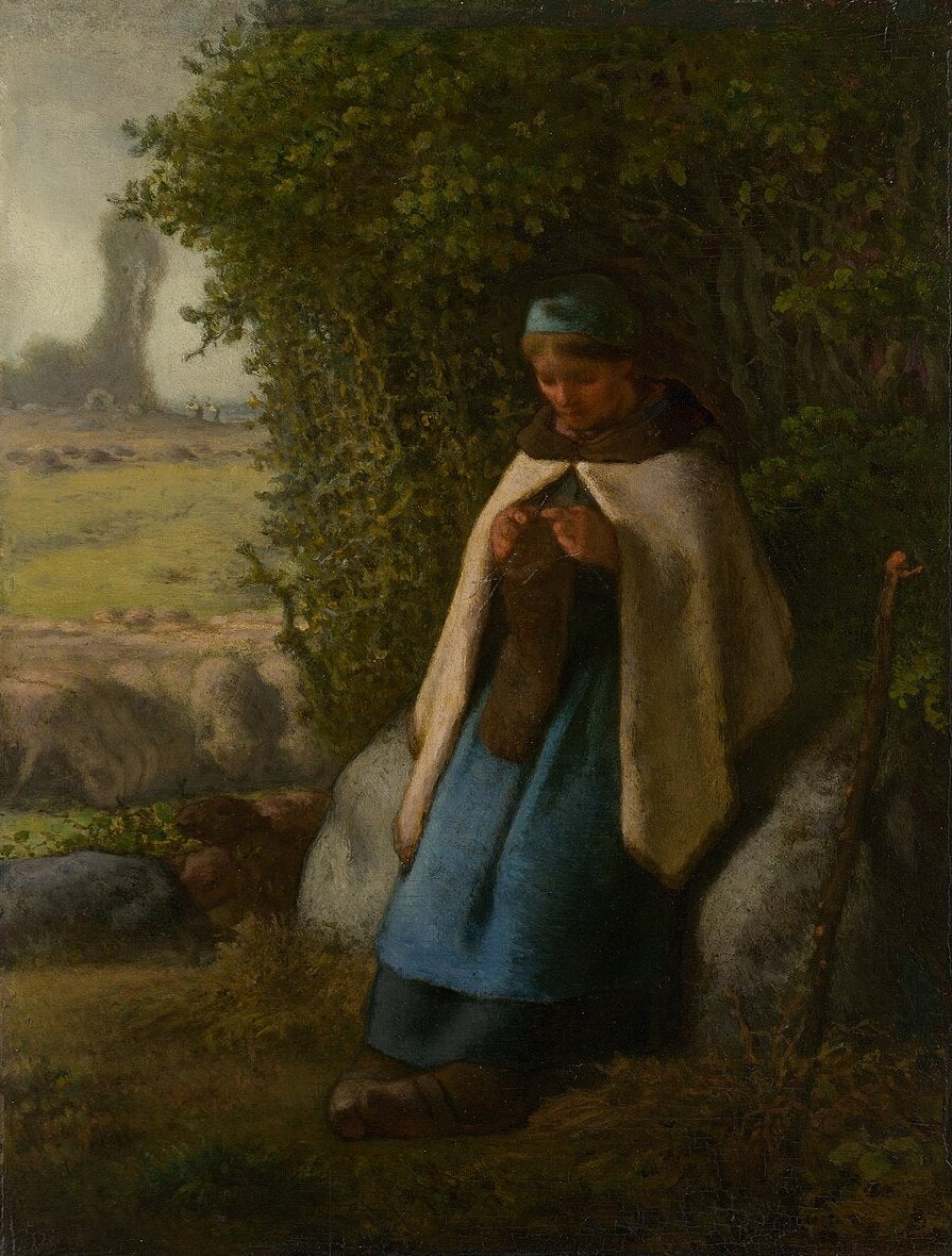 Jean-Francois Millet Shepherdess Seated on a Rock - Canvas Print