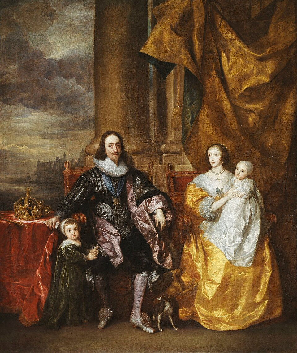 Anthony van Dyck Charles I and Henrietta Maria with Their Two Eldest Children, Prince Charles and Princess Mary - Canvas Print