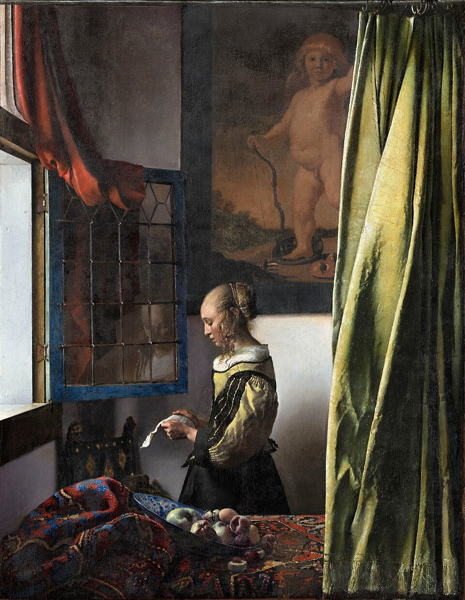 Johannes Vermeer Girl Reading a Letter at an Open Window - also known as Young Woman Reading a Letter at an Open Window - Canvas Print