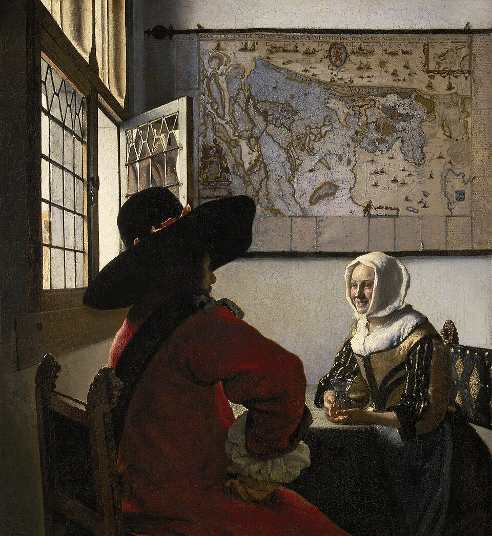 Johannes Vermeer Officer with a Laughing Girl - also known as Officer and Laughing Girl - Canvas Print