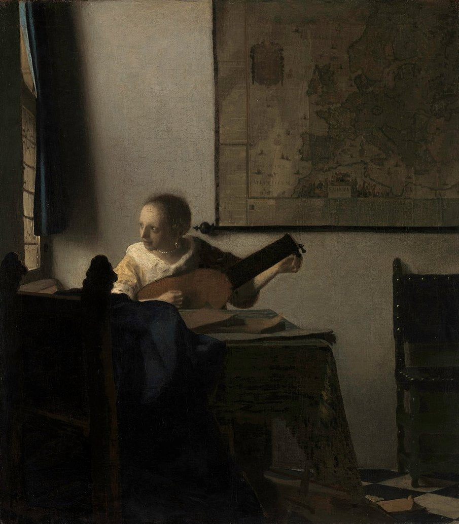 Johannes Vermeer Woman with a Lute - Canvas Print