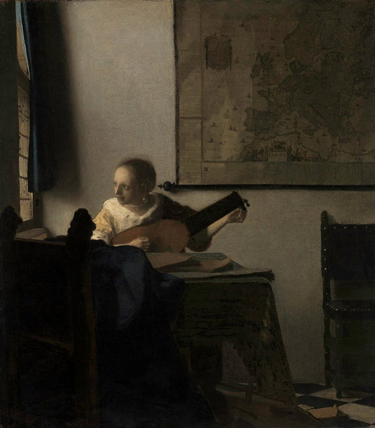 Johannes Vermeer Woman with a Lute - Canvas Print