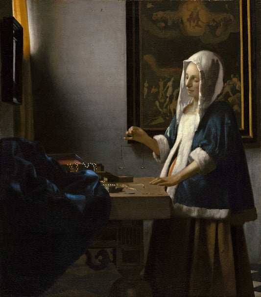 Johannes Vermeer  Woman Holding a Balance, also known as Woman with a Balance - Canvas Print