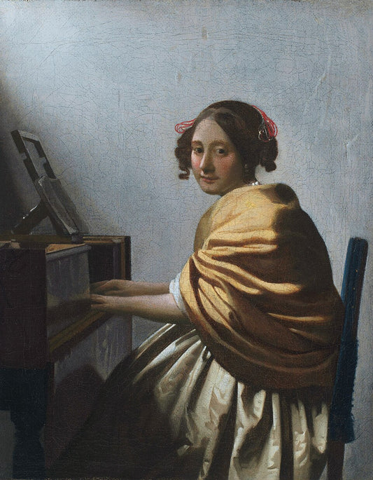 Johannes Vermeer A Young Woman Seated at the Virginals - Canvas Print