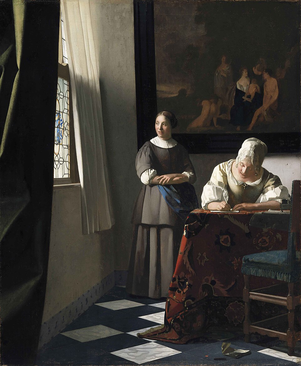Johannes Vermeer Lady Writing a Letter with her Maid - Canvas Print