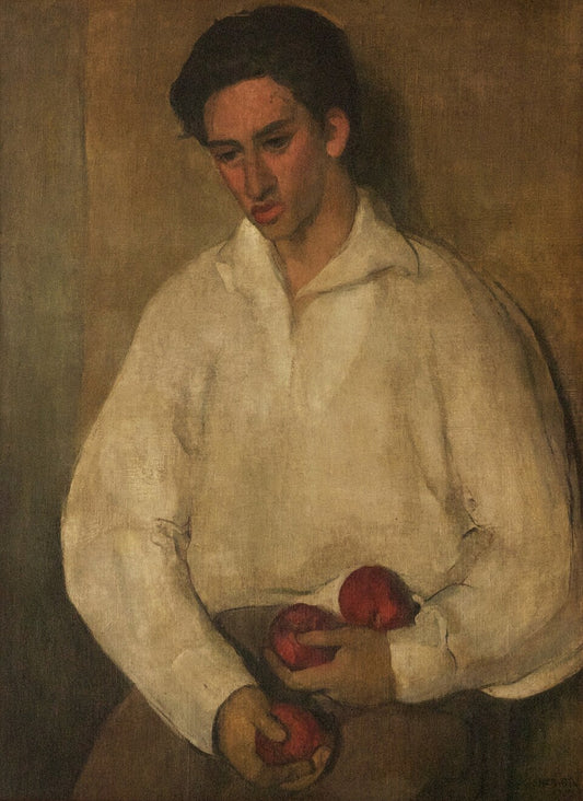 Amrita Sher-Gil Young Man with Apples - Canvas Print