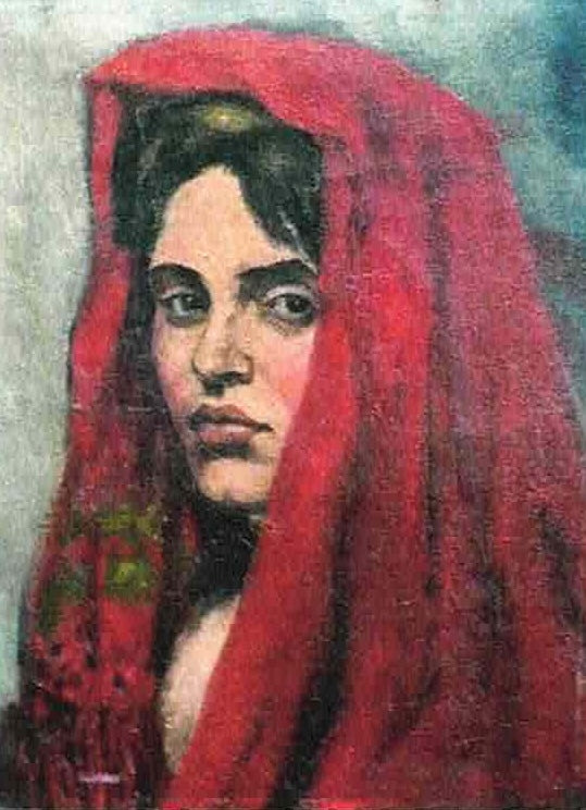 Amrita Sher-Gil Gypsy Woman wearing Shawl - Canvas Print