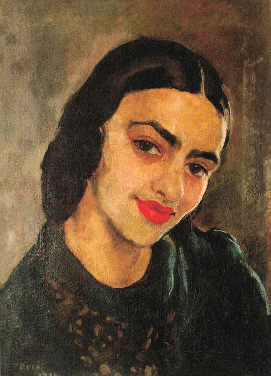 Amrita Sher-Gil Self-Portrait with a Smile - Canvas Print