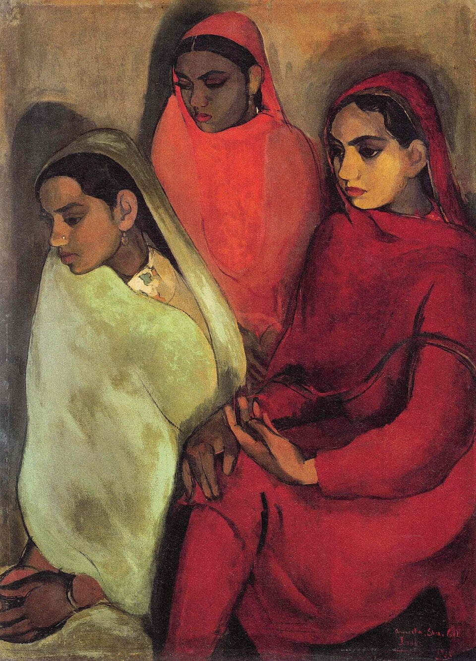 Amrita Sher-Gil Group of Young Girls - Canvas Print