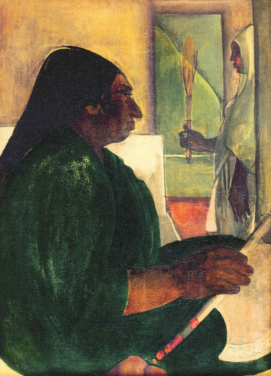 Amrita Sher-Gil Woman with Fan - Canvas Print
