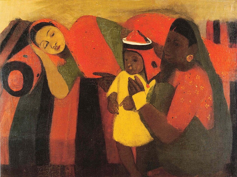 Amrita Sher-Gil Resting Mother - Canvas Print