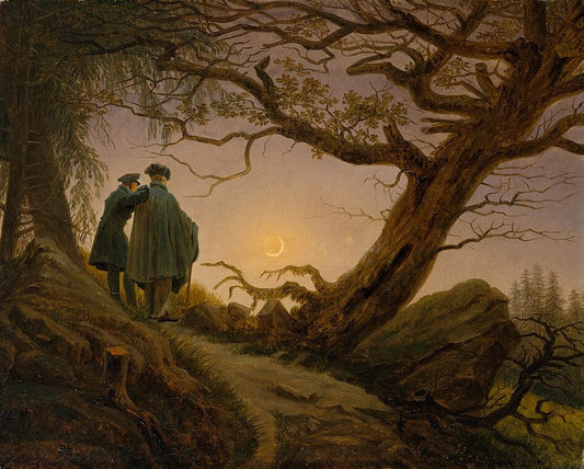 Caspar David Friedrich Two Men Contemplating the Moon - Canvas Print