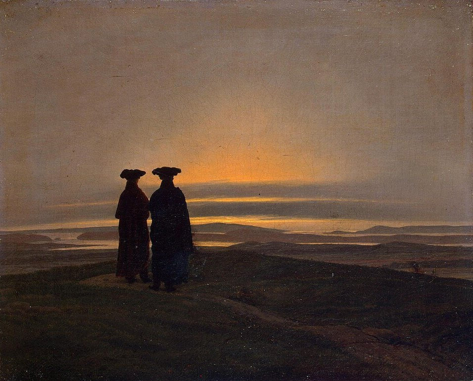 Caspar David Friedrich Evening Landscape with Two Men - Canvas Print