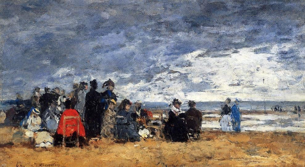  Eugene-Louis Boudin Beach Scene - Canvas Print