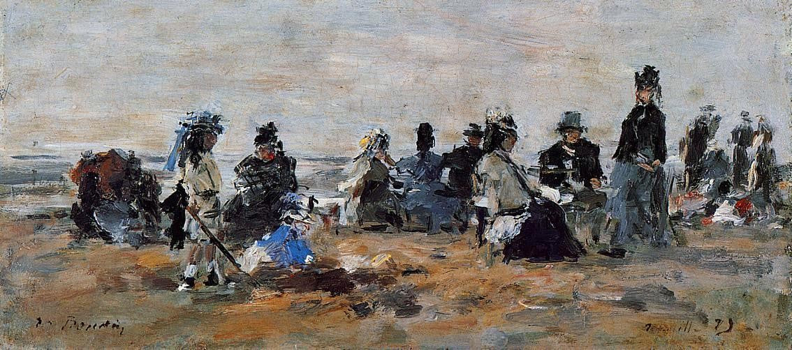  Eugene-Louis Boudin Beach Scene at Trouville, Evening - Canvas Print