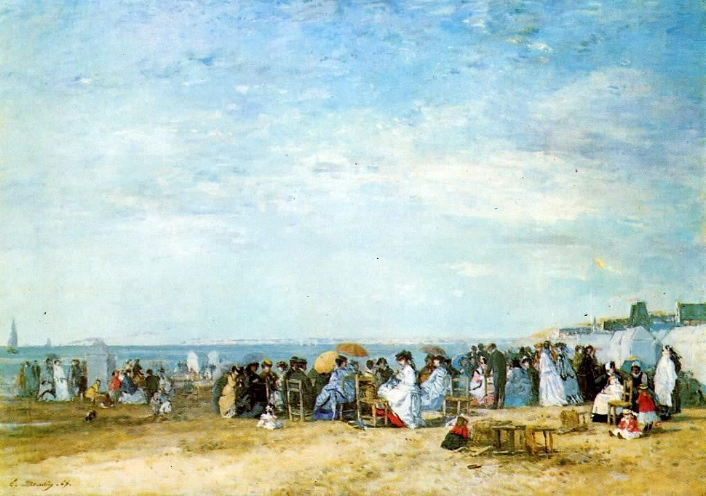  Eugene-Louis Boudin The Beach - Canvas Print