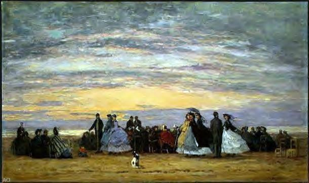  Eugene-Louis Boudin The Beach at Villerville - Canvas Print