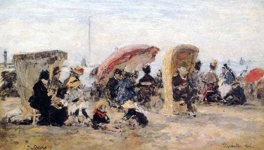  Eugene-Louis Boudin Trouville Beach Scene - Canvas Print