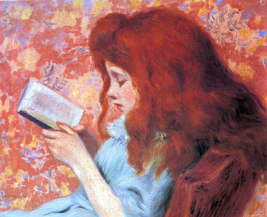  Federico Zandomeneghi A Young Girl Reading - Canvas Print