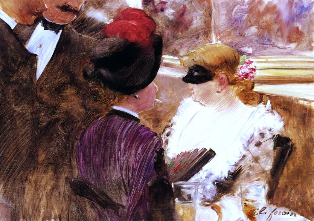  Jean-Louis Forain The Box (also known as At the Skating Cafe) - Canvas Print