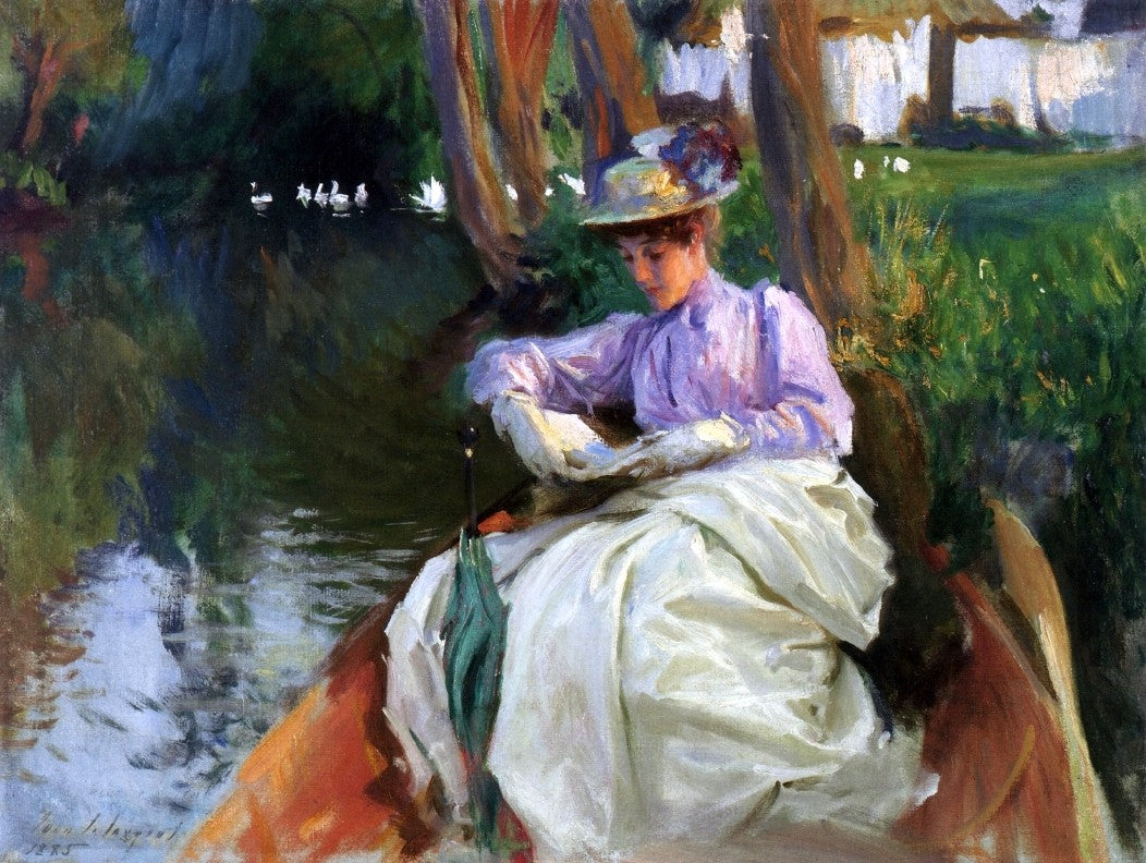  John Singer Sargent By the River (also known as Femme en Barque) - Canvas Print