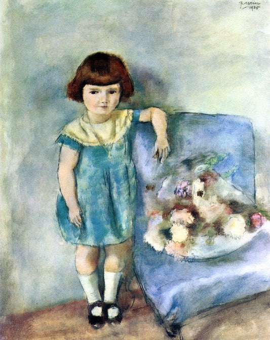  Jules Pascin Little Girl beside a Bunch of Flowers - Canvas Print