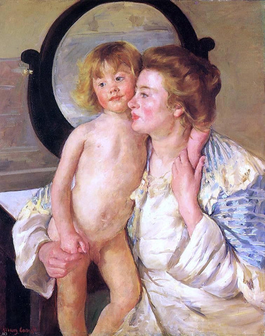  Mary Cassatt Mother and Child (also known as The Oval Mirror) - Canvas Print