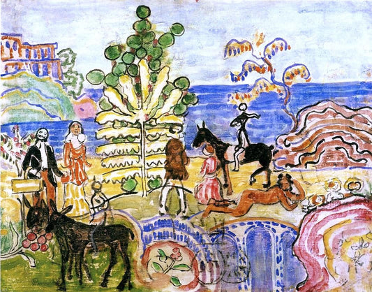  Maurice Prendergast Fantasy (also known as Fantasy with Flowers, Animals and Houses) - Canvas Print