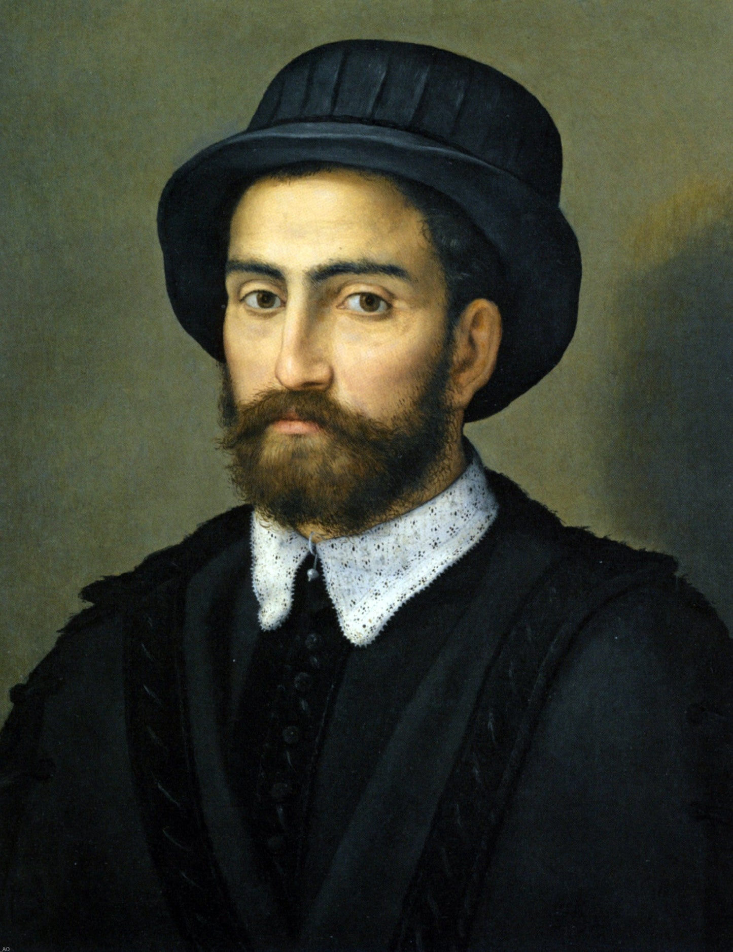  Pier Francesco Di Jacopo Foschi Portrait of a Man Bust Length Wearing a Black Coat and Hat - Canvas Print