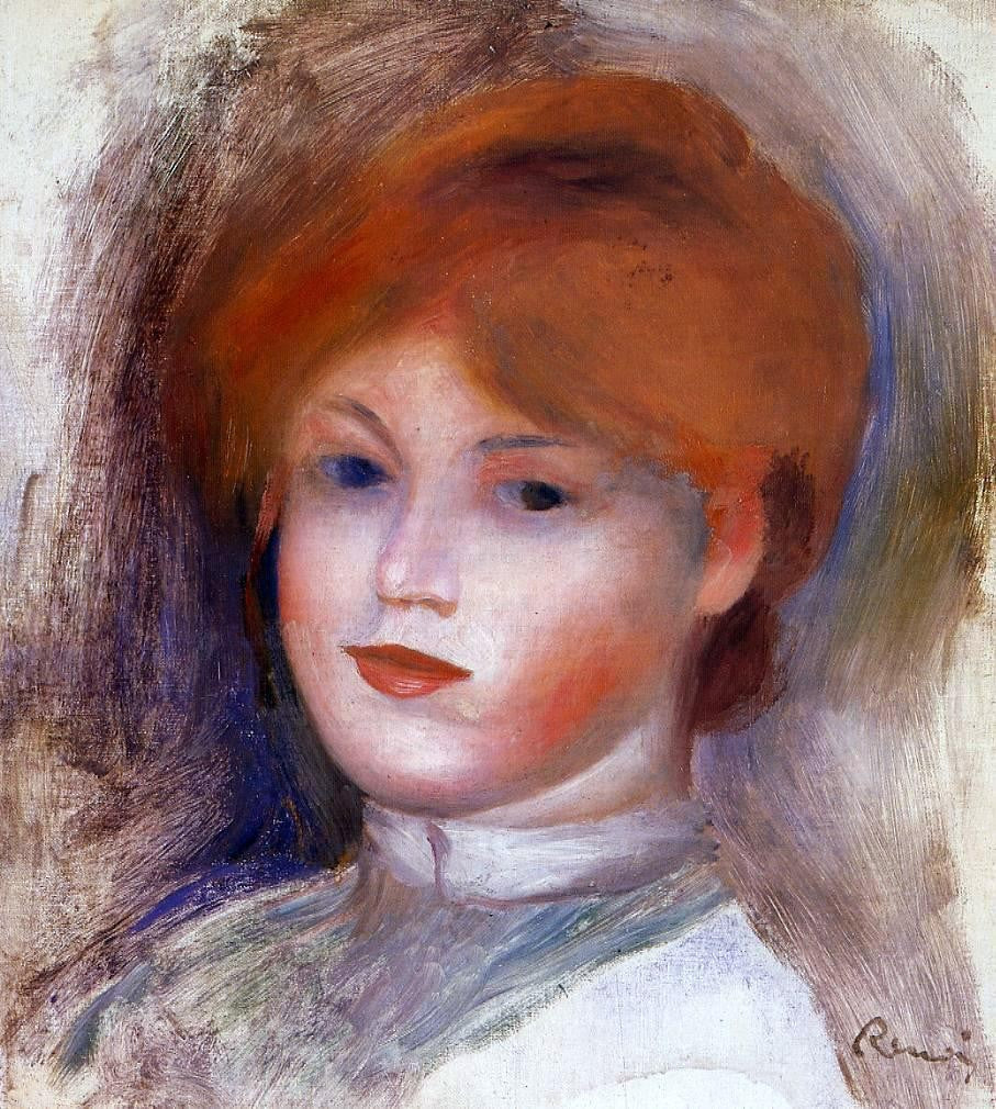  Pierre Auguste Renoir Head of a Young Woman - Canvas Print