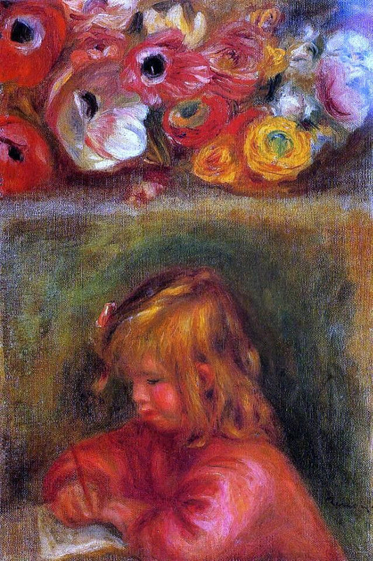  Pierre Auguste Renoir Portrait of Coco and Flowers - Canvas Print