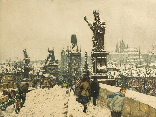 Tavik Frantisek Simon The Prague Castle from Charles Bridge in Winter - Canvas Print