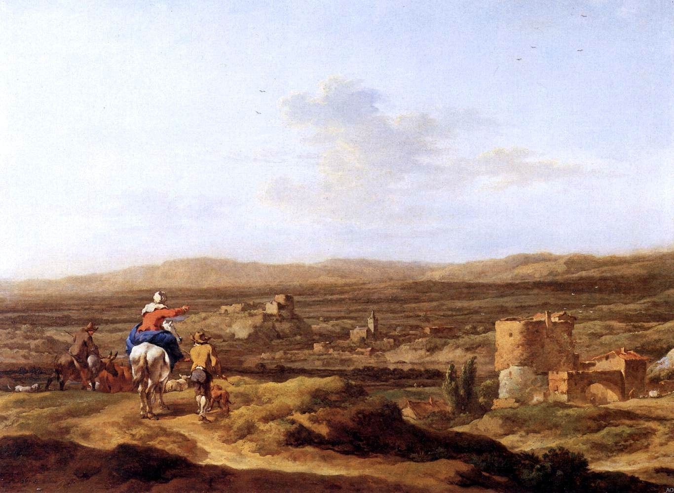  Nicolaes Berchem Italian Landscape with Mountain Plateau - Canvas Print