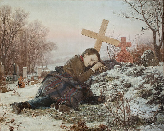 Uros Predic Orphan on Mother's Grave - Canvas Print