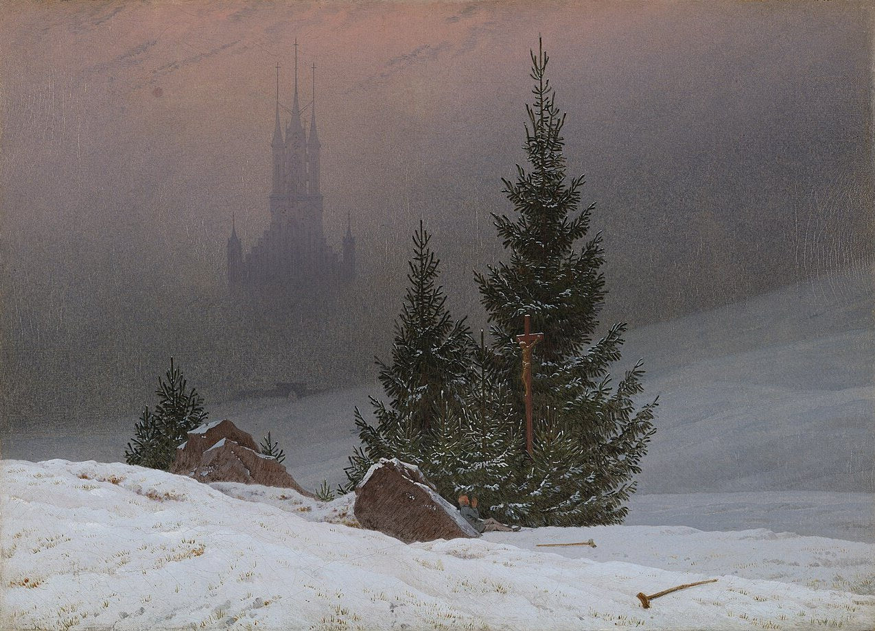 Caspar David Friedrich Winter Landscape with Church - Canvas Print