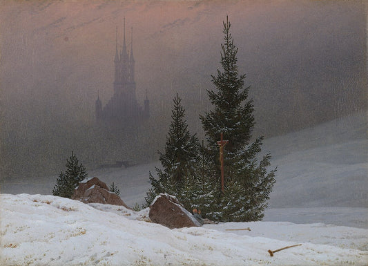 Caspar David Friedrich Winter Landscape with Church - Canvas Print