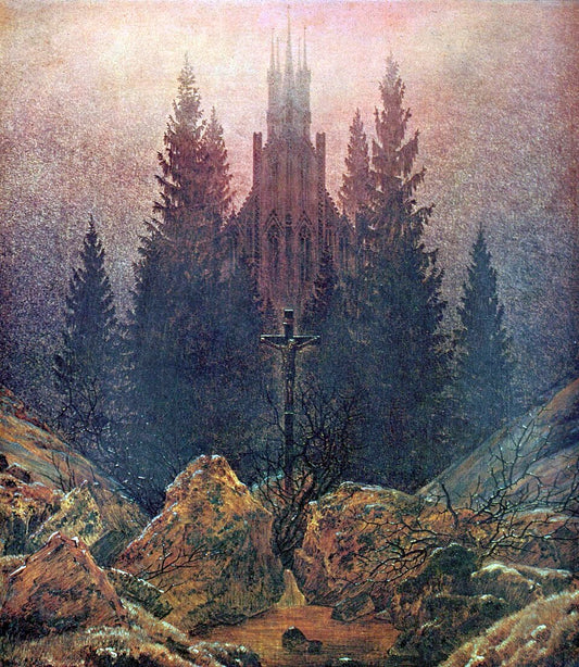 Caspar David Friedrich Cross and Cathedral in the Mountains - Canvas Print