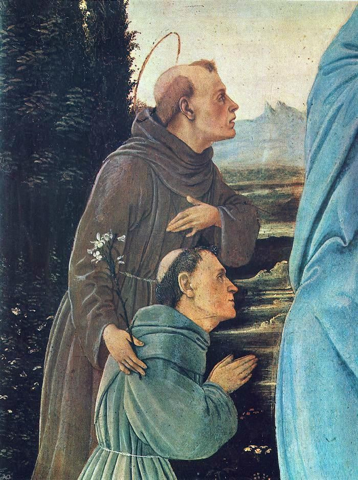  Filippino Lippi Madonna with Child, St Anthony of Padua and a Friar (detail: 1) - Canvas Print