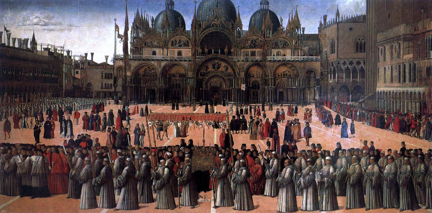  Gentile Bellini Procession in Piazza S. Marco - Canvas Print