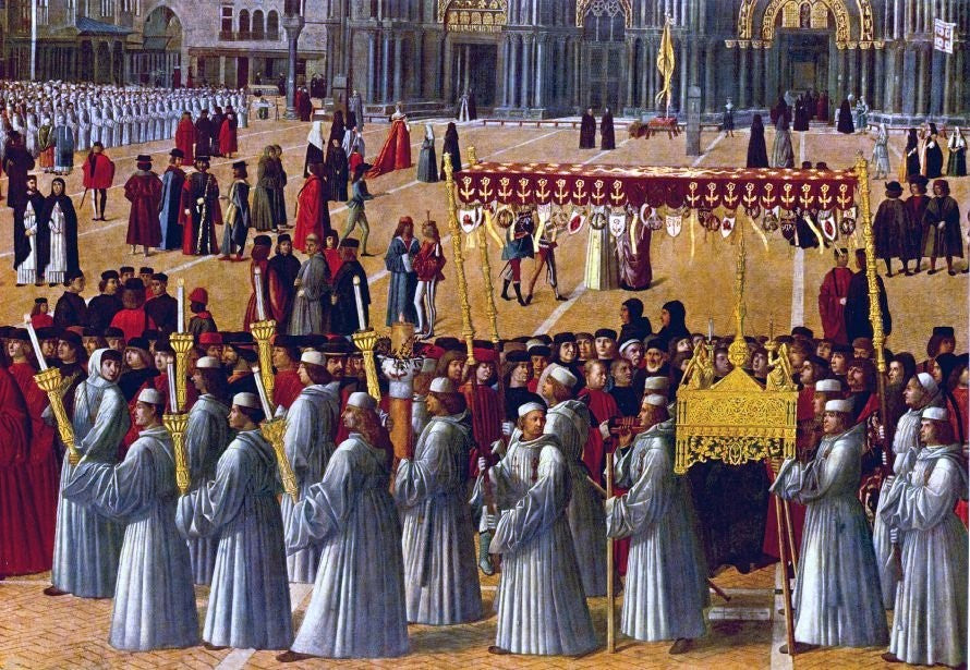  Gentile Bellini Procession in Piazza S. Marco (detail) - Canvas Print